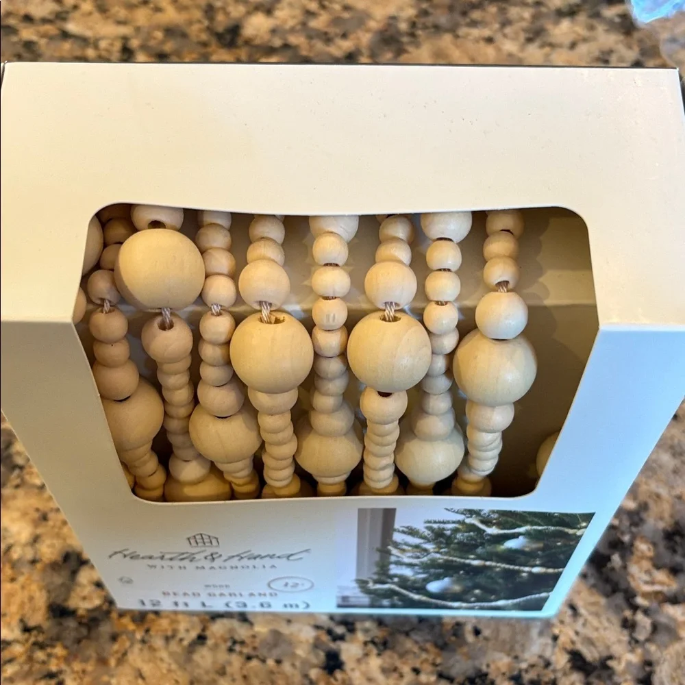 Hearth & Hand Cream Wood Bead Garland